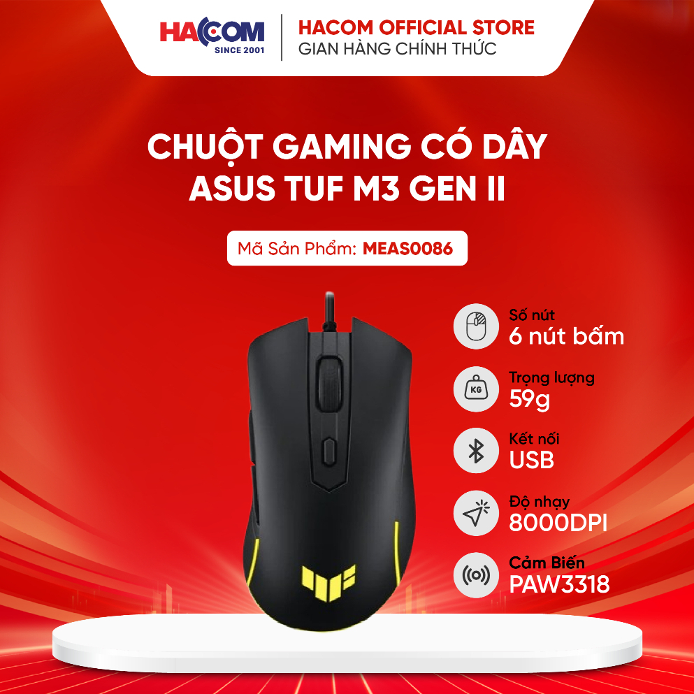CHUỘT GAMING CÓ DÂY ASUS TUF M3 GEN II  HACOM PC