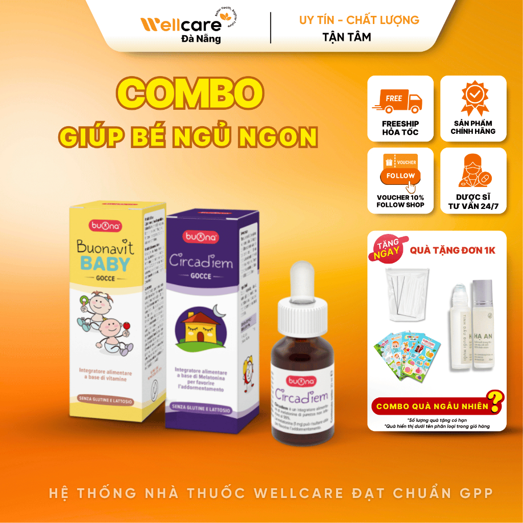 [✨TẶNG VITAMIN 280K] Combo Buona Circadiem Và Buonavit Baby - Bổ sung Melatonin và Multivitamin cho 
