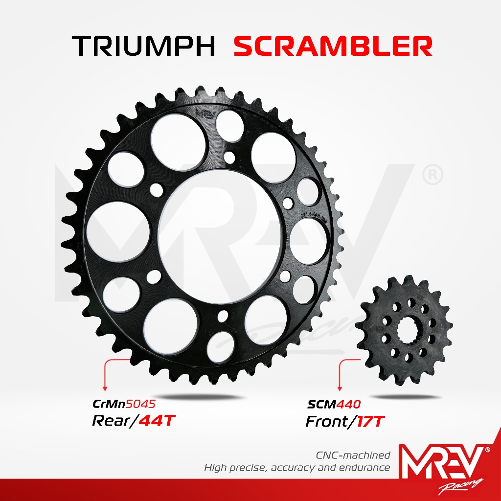 Nhông dĩa MREV Racing cho Scrambler 1200 XC, XE 2019-2021 - Nhông thép 16T, Dĩa thép 44T, 16T-44T-52