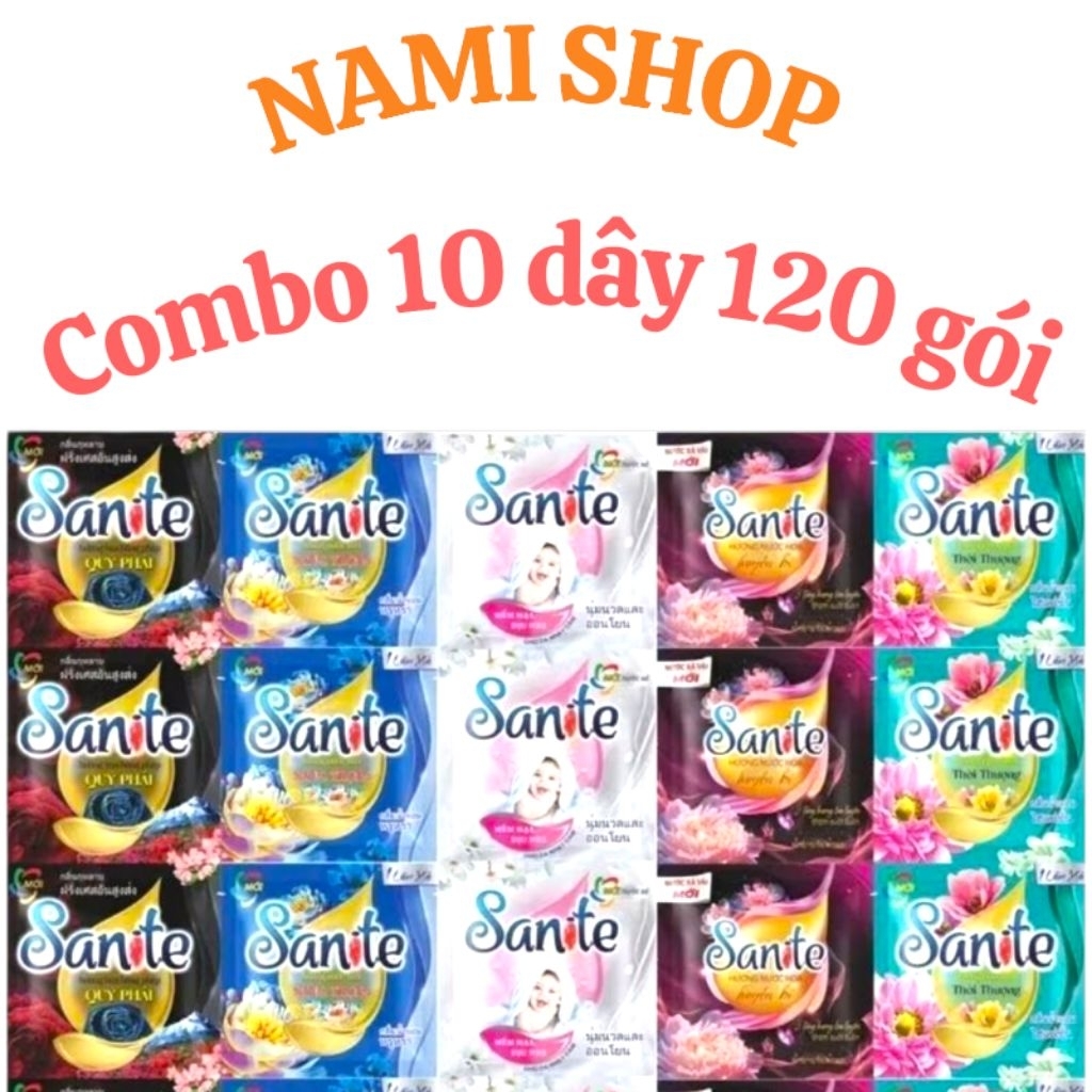 Sanite Combo 10 Dây xả vải (120 gói)  Siêu thơm siêu đậm đặc