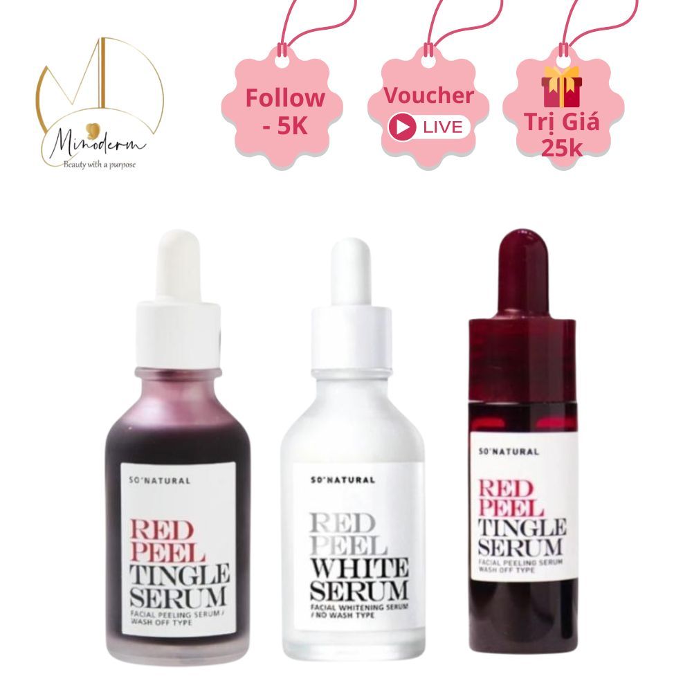 Tinh chất So’Natural Red Peel White Serum dưỡng trắng, mờ thâm nám chuyên sâu