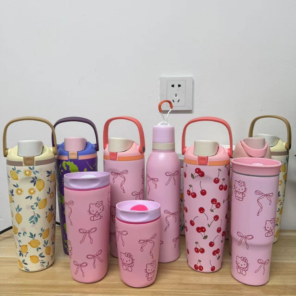 Bình Giữ Nhiệt Inox 304 Hello Kitty Series OWALA – Bình Nước Dung Tích Lớn Có Tay Cầm, Nắp Bật Pop-u