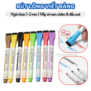  Bút lông marker bút lông viết bảng có nam châm size lớn ngòi nhọn set 8 màu không mùi có đầu xoá TIGERTOYS 
