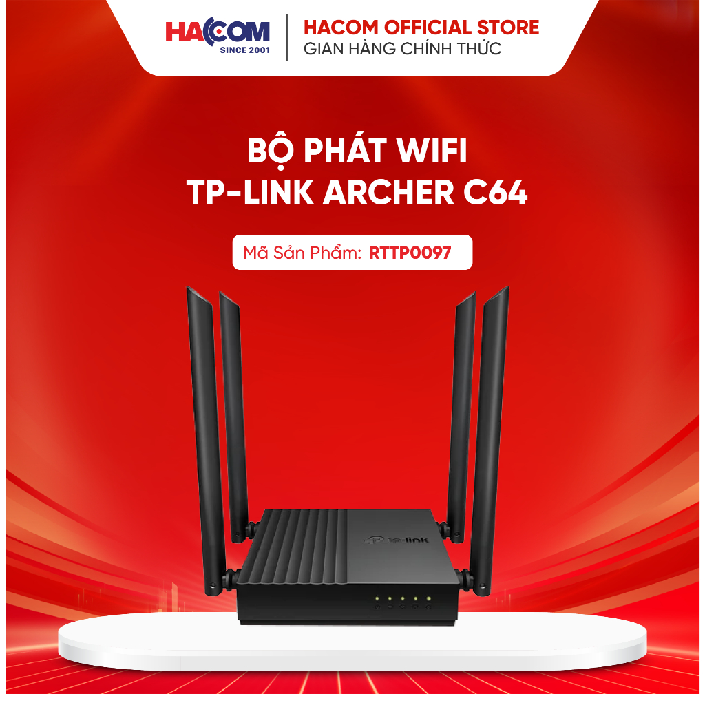 Bộ Phát Wifi TP-Link Archer C64 - Bảo Hành 24 Tháng Hacom PC