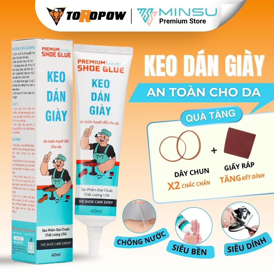 Keo Dán Giày Siêu Dính Trong Suốt Chính Hãng MINSU M2522 Chuyên Dụng Cho Giày Dép Da Thể Thao, Sneaker, Cao Gót An Toàn