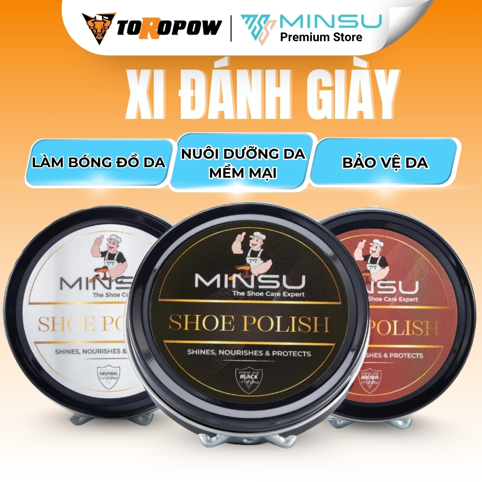Xi Đánh Giày Shoe Polish MINSU M7939 Dạng Sáp Gíup Đánh Bóng, Bổ Sung Màu Cho Gìay, Đồ Da, Ghế Sofa, Túi Xách, Nội Thất