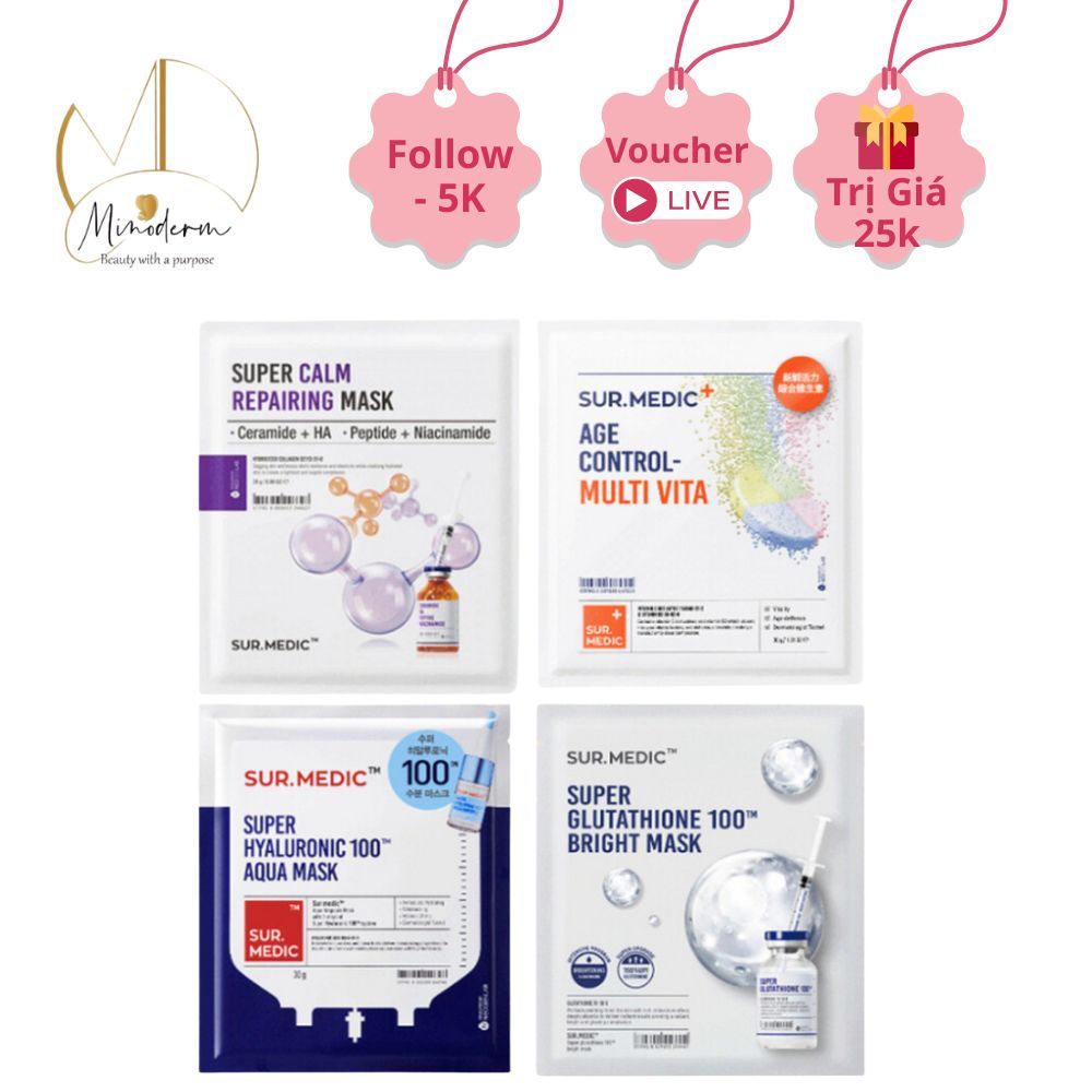 Hộp 10 miếng Mặt Nạ SUR.MEDIC hỗ trợ dưỡng trắng da, phục hồi, cấp ấp toàn diện | BigBuy360 - bigbuy360.vn