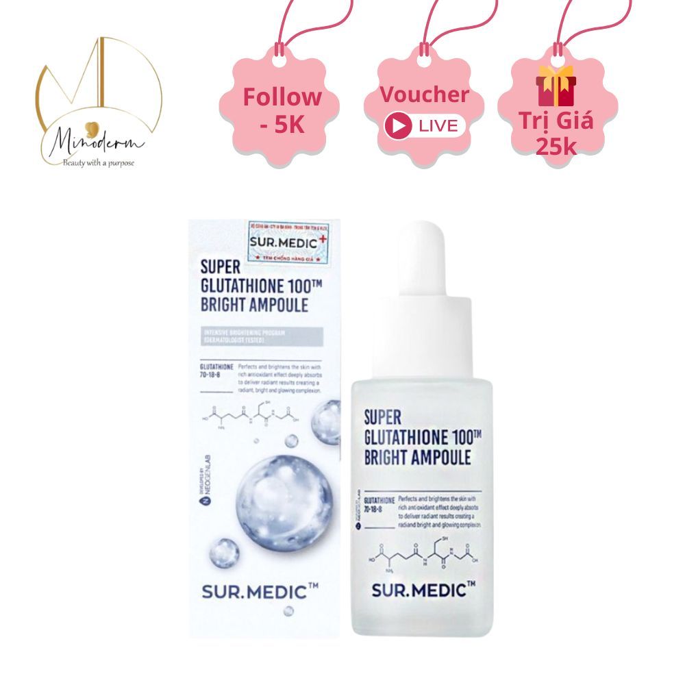 Huyết Thanh Dưỡng Trắng SUR.MEDIC+ Super Glutathione Bright Ampoule serum làm sáng da, giảm thâm
