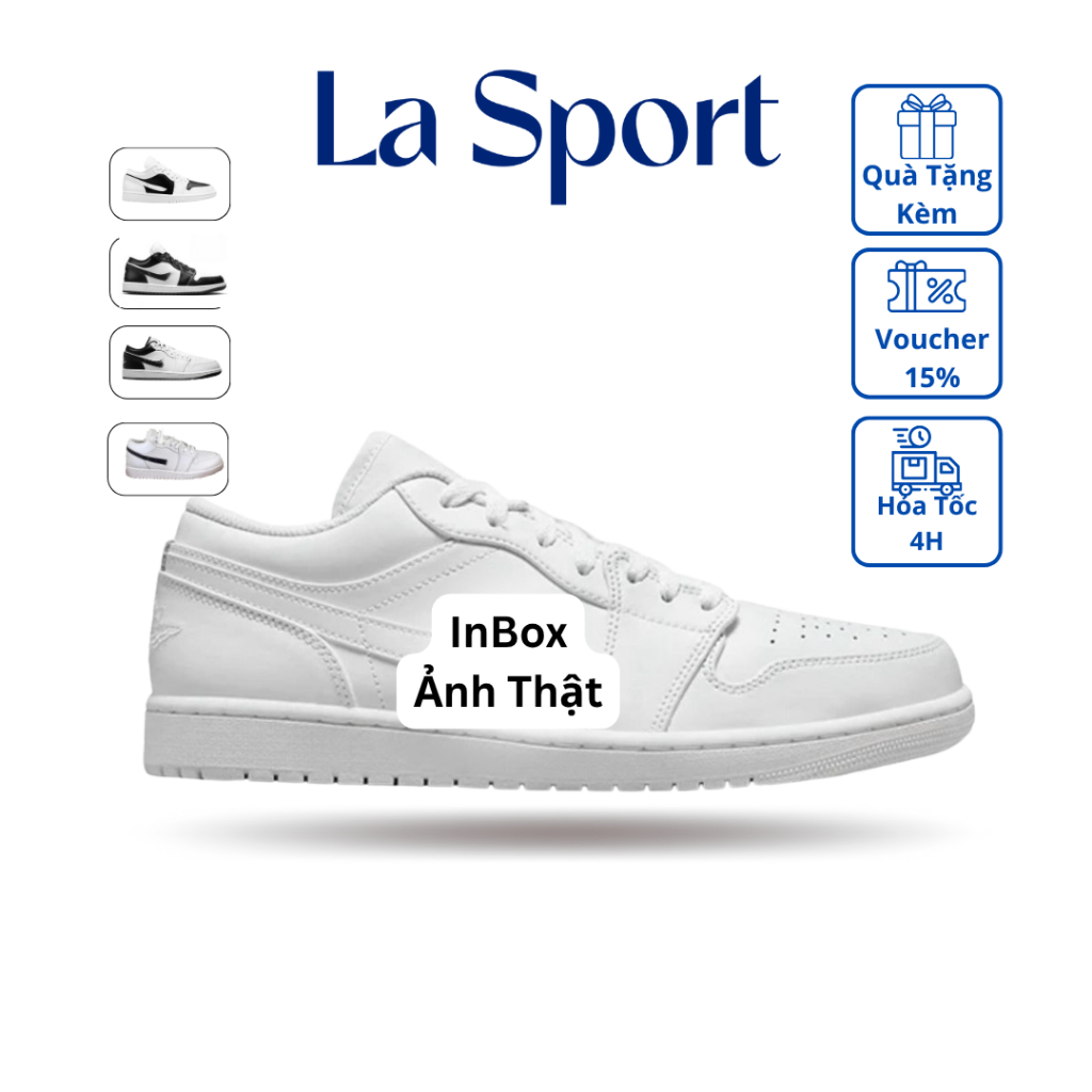 Giày Sneaker JD Nhiều mẫu Cổ Thấp Giày Thể Thao nam nữ Trắng Đen 1 low basic đi học đi chơi tặng box