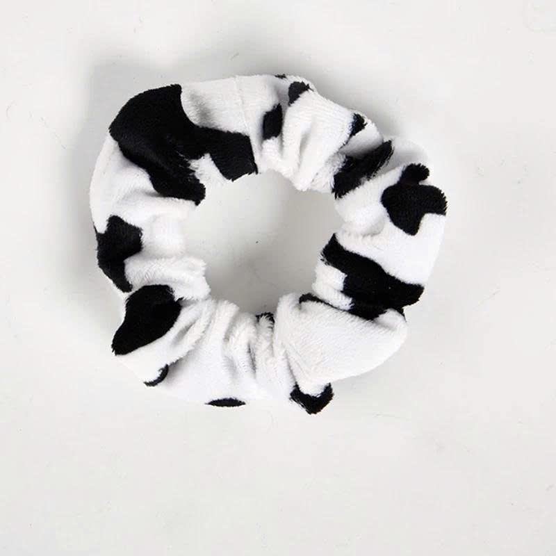 Combo 10 Dây Scrunchies Bò Sữa Đồ Buộc Tóc Vải Nhung Họa Tiết Bò Sữa Phong Cách Hàn Quốc Ulzzang #
