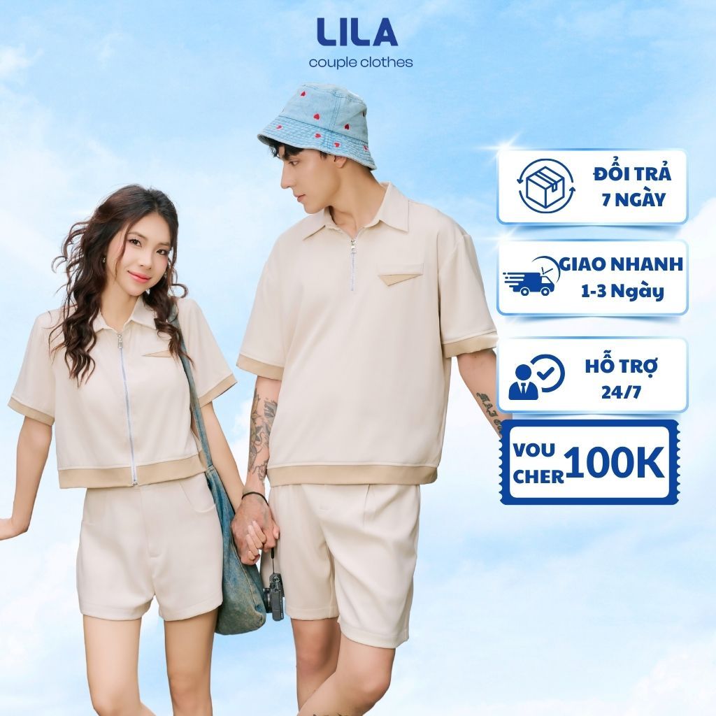 Set đồ đôi nam nữ áo couple với người yêu áo thun đôi couple phối quần sooc trẻ trung thương hiệu LI
