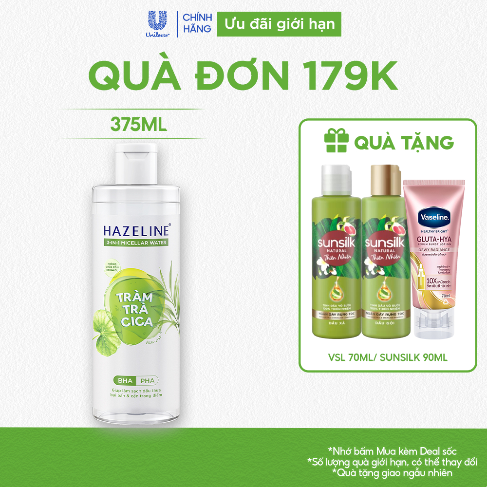 Nước tẩy trang ngừa mụn Treatment Micellar Water Hazeline Tràm Trà Cica giảm mụn hiệu quả sau 7 ngày