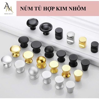 (5 Cái - Kèm Ốc) Núm Tủ Hợp Kim Nhôm Cao Cấp, Tay Nắm Tủ Tối Giản Bắc Âu, Núm Cửa Tủ Ngăn Kéo Nhôm Mạ Màu
