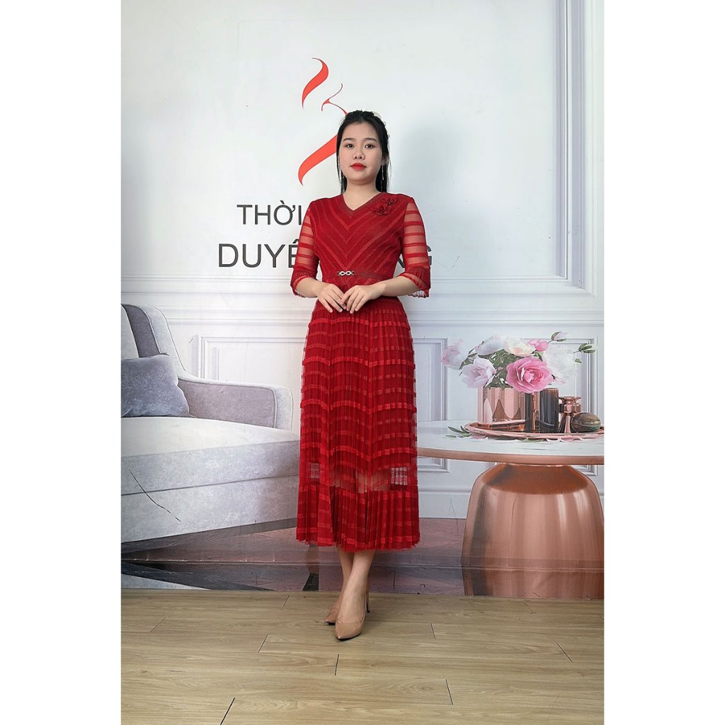 Đầm trung niên freesize, đầm cho quý cô dự tiệc, cho mẹ u40 u50 u60 -D20318