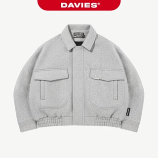  Áo khoác bomber nỉ basic logo inox DAVIES thiết kế đường cắt đứng form hiphop xám lót dù Crop Jacket Classy D36-AK2-X 