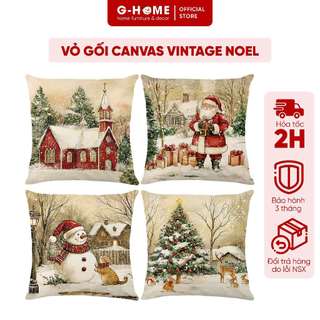  Vỏ gối tựa sofa họa tiết Giáng sinh GHOME Vỏ gối Noel canvas 1 mặt VGNOEL25M2 