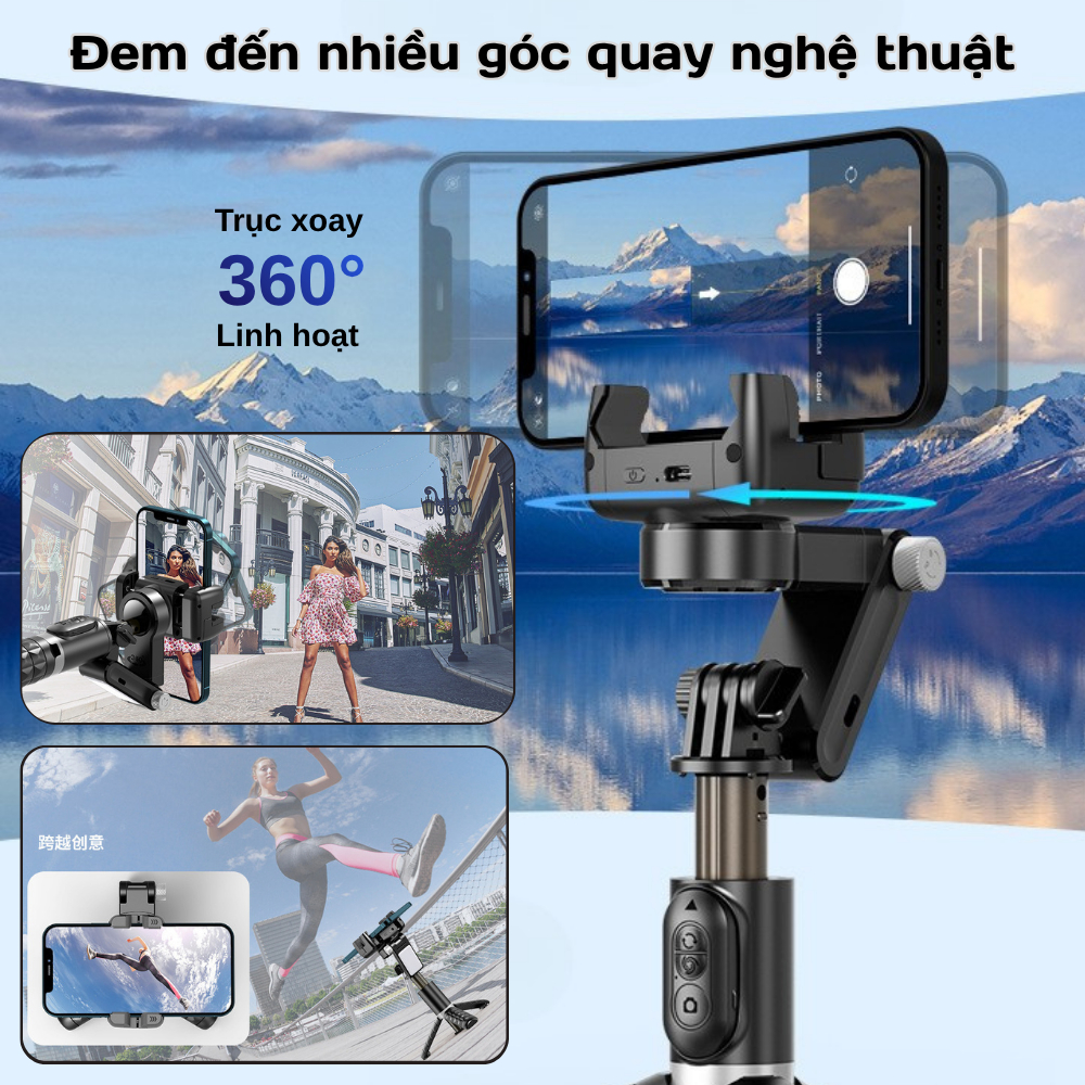 Gimbal Q18 - Gymbal điện thoại quay phim chống rung hỗ trợ quay phim, chụp ảnh chuyên nghiệp xoay 360 độ có đèn Led | BigBuy360 - bigbuy360.vn