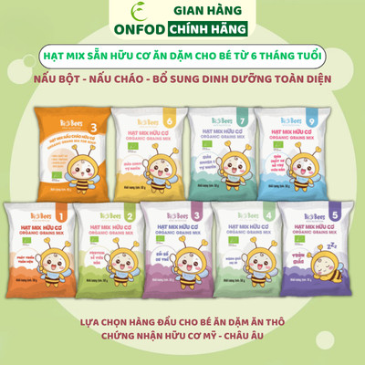 Hạt dinh dưỡng mix sẵn cho bé ăn dặm hữu cơ Biobees ONFOD nấu cháo nấu bột từ 6 tháng