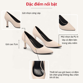 Giày Cao Gót 7cm Basic Mũi Nhọn Êm Chân X457