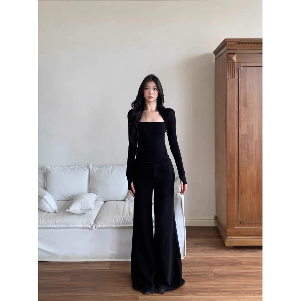 Áo Thun Dài Tay Cổ Vuông Nữ BUN222 Form Ôm Chất Liệu Cotton lông mịn co giãn 4 chiều  Mặc đi làm đi chơi | BigBuy360 - bigbuy360.vn