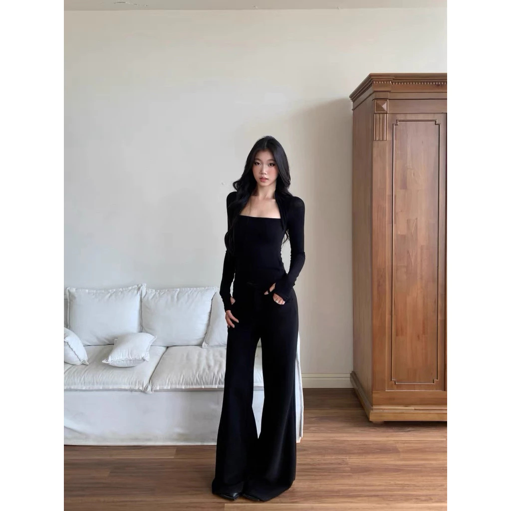 Áo Thun Dài Tay Cổ Vuông Nữ BUN222 Form Ôm Chất Liệu Cotton lông mịn co giãn 4 chiều  Mặc đi làm đi chơi | BigBuy360 - bigbuy360.vn