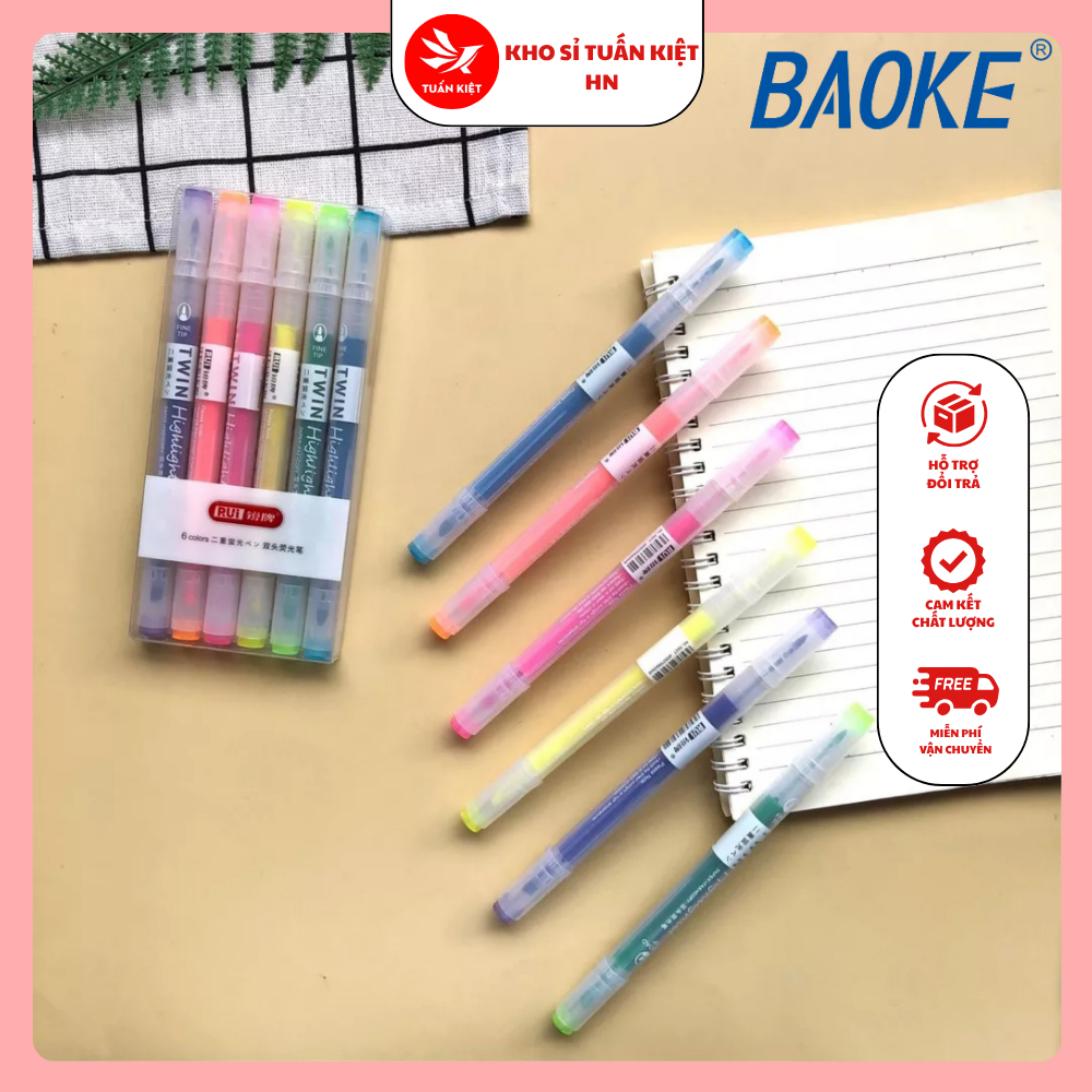 Set bút nhớ dòng 2 đầu 6 màu Rui 3027