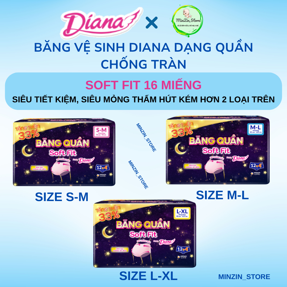 BVS Băng quần DIANA SOFT FIT chống xô lệch, chống trào cho phụ nữ/bé gái size M/L/XL