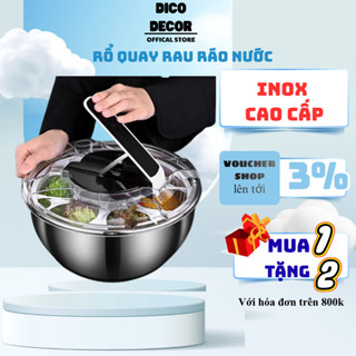  Rổ quay rau sống ráo nước nhanh dụng cụ vắt nước rau an toàn tiện dụng dung tích 3,5 lít 