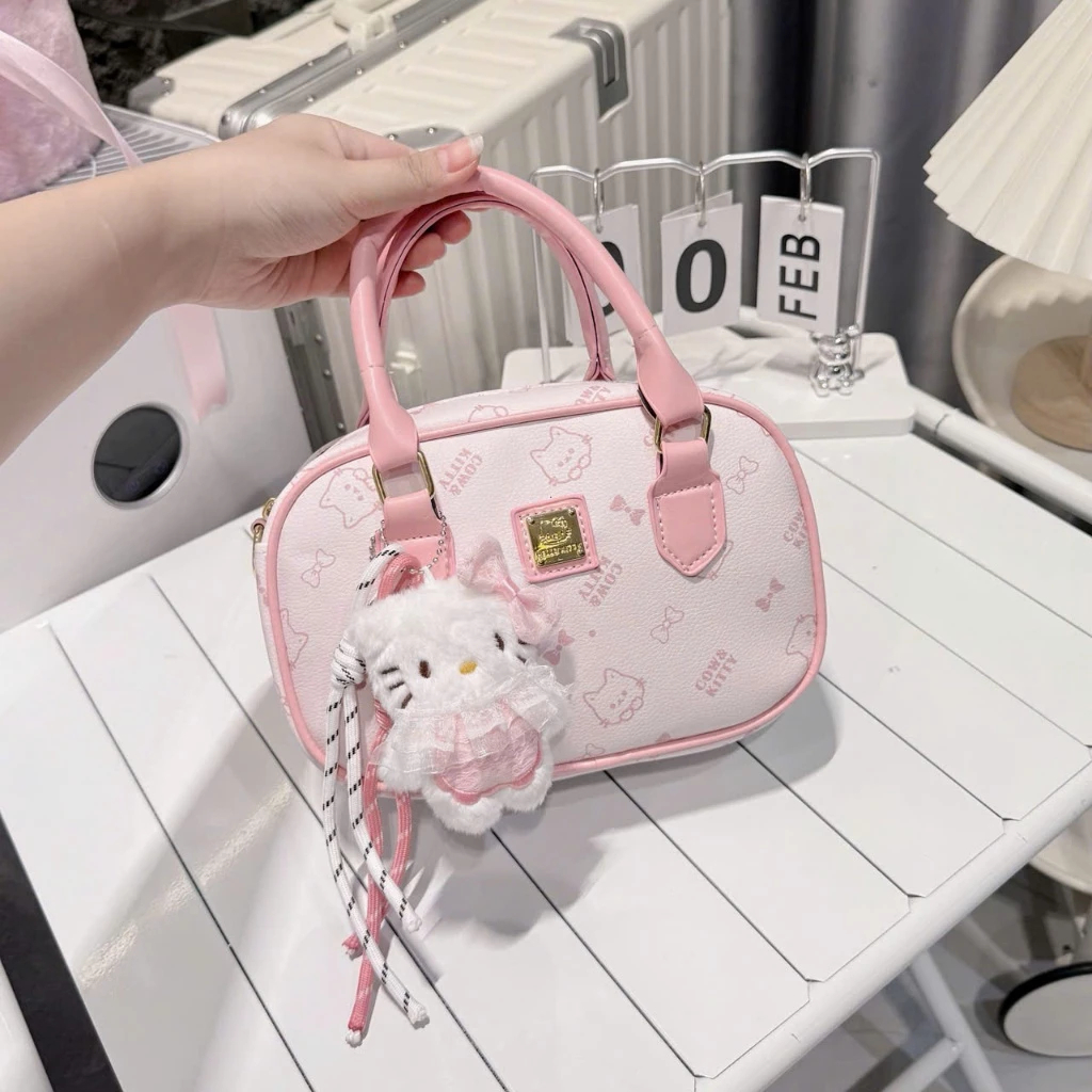 Túi xách nữ, túi cầm tay tặng kèm charm, họa tiết mèo kiểu dáng chữ nhật Đăng Túi DK293