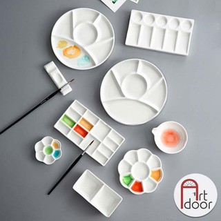  ARTDDOR  Khay Bảng pha màu Nước bằng Sứ  palette  