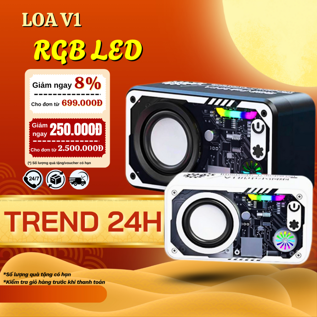 Loa Bluetooth V1 / BT-3401 Trong Suốt LED RGB, loa không dây để bàn, decor bàn làm việc