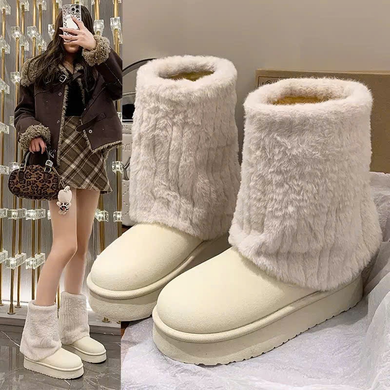 [ TĂNG 1 SZ ] Boots Nữ Cổ Lông Cao Siêu Êm, Form Ôm Chân Tôn Dáng, Phối Outfit Thu Đông Thanh Lịch BT024 - SHOESSNEAKER