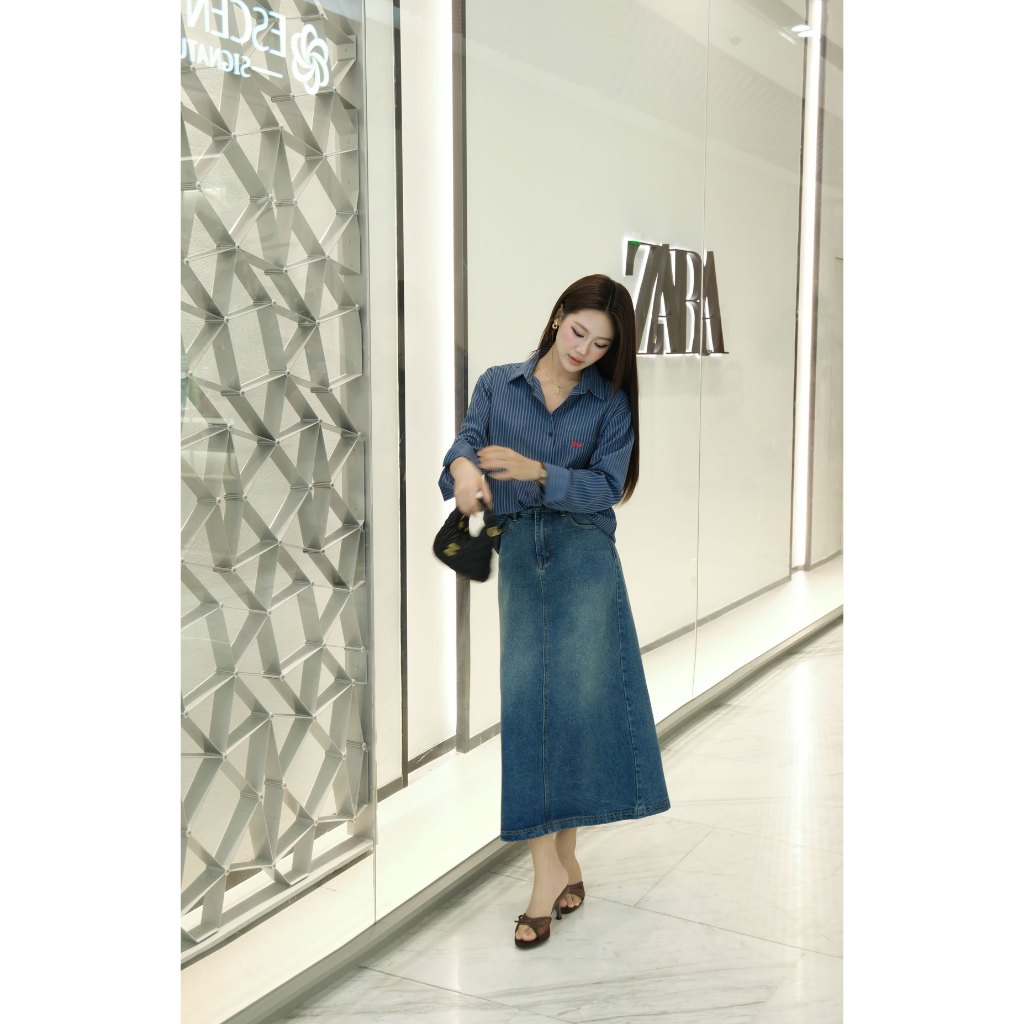 Áo sơ mi sọc nữ GILLEE (nhiều màu) dáng dài thêu nơ vải cotton cao cấp thoáng mát FAS384 | BigBuy360 - bigbuy360.vn