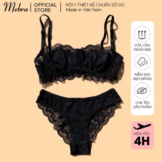  EMILY | Set Đồ Lót Ren Đen Cup Ngang Áo Ngực Có Gọng Nâng Ngực Gợi Cảm Quần Lót Ren Gợi Cảm Mebra 