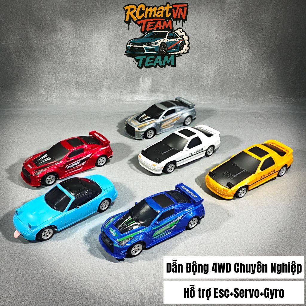 Xe RC Điều Khiển Từ Xa Mini Drift  1/43 2.4G 4WD LED – Gyro Remote Car - GB7027