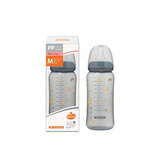 Bình sữa nhựa PP chính hãng Wesser 250ml cổ hẹp (Mẫu mới).