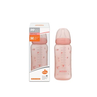 Bình sữa nhựa PP chính hãng Wesser 250ml cổ hẹp (Mẫu mới).