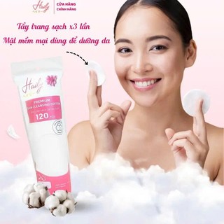 Bông Tẩy Trang Haily 120 Miếng – Mềm Mịn Thấm Hút Tốt, Không Xơ, Dùng Rửa Mặt & Lau Toner Siêu Tiện