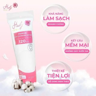 Bông Tẩy Trang Haily 120 Miếng – Mềm Mịn Thấm Hút Tốt, Không Xơ, Dùng Rửa Mặt & Lau Toner Siêu Tiện