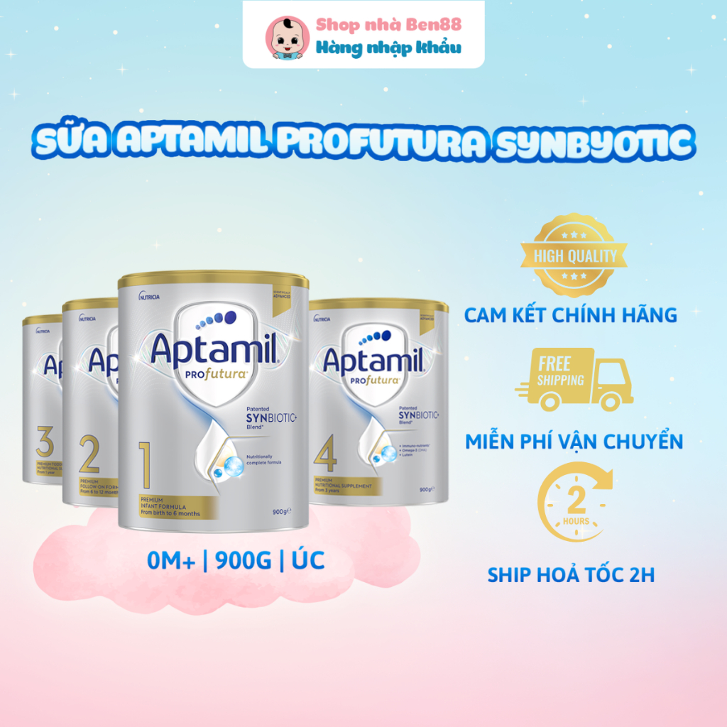 Sữa Bột Aptamil Profutura Synbiotic Nhập Khẩu Úc 900g (Số 1, 2, 3, 4) Cho Bé Từ 0-3 Tuổi