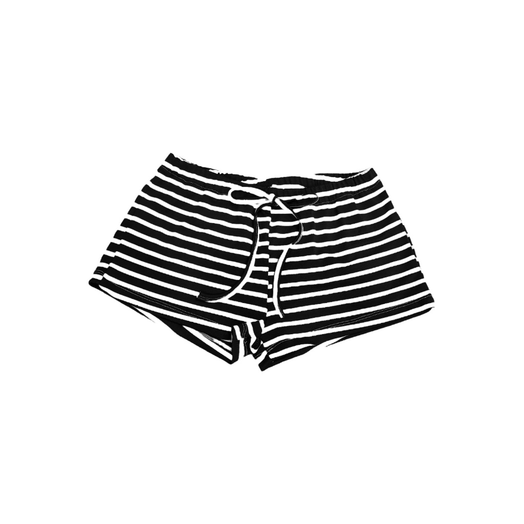 Quần Đùi Shorts Sọc Ngang AIMESAIGON Ôm Ngắn Dây Rút Eo Vải Thun Borip Cotton QC Mêm Freesize | BigBuy360 - bigbuy360.vn