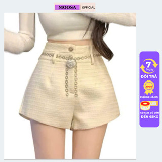  Quần Đùi Dạ Cạp Cao moosa Dáng Sooc Bigsize MÀu Trơn Phong Cách Thanh lích Cho Nữ Q32 