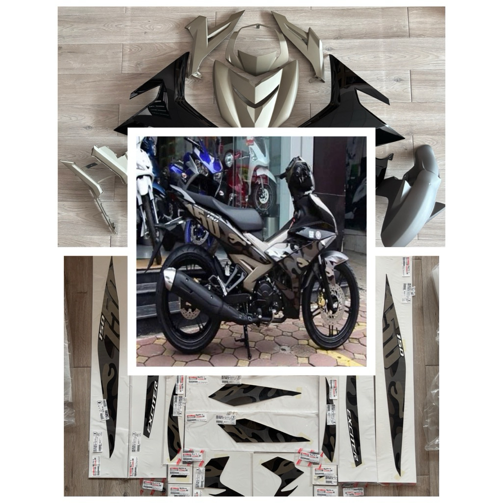 ☘️☘️ Dàn Áo Yamaha Exciter 150 2016 Camo [ gồm 11 món nhựa màu và bộ tem ][ Hàng Chính Hãng ]