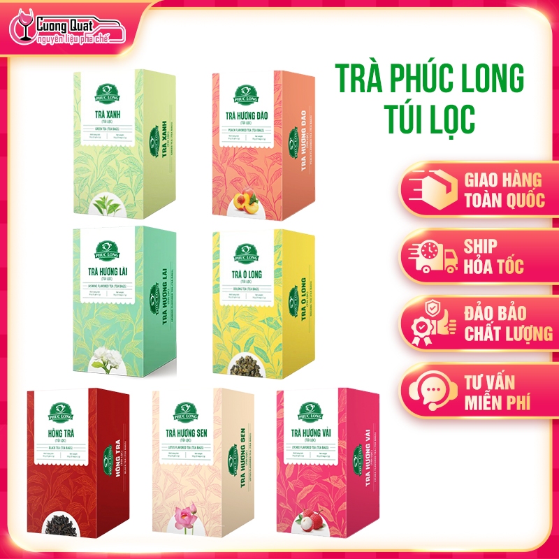 Trà Phúc Long Túi Lọc hộp 25 gói (2g) Nhiều Hương Vị - Cường Quật – Đủ nguyên liệu, chuẩn vị kinh doanh