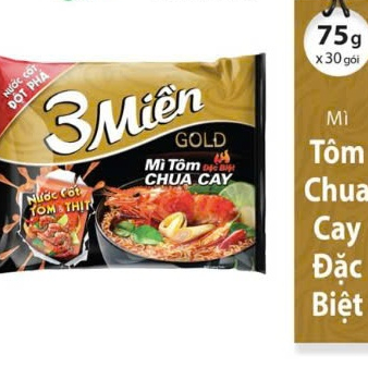 Mì 3 Miền Gold tôm chua cay đặc biệt 75g( Thùng 30 gói )