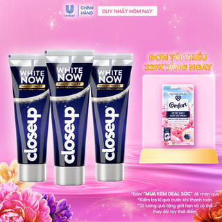 Combo 3 Kem đánh răng Closeup White Now - Trắng Bật Tông 3X TỨC THÌ với Công nghệ Ánh Sáng Xanh 100g 