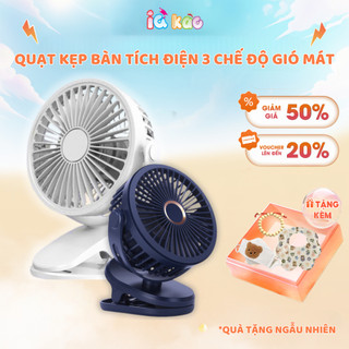  Quạt Kẹp Bàn IQ Kao IK004 tích điện nhỏ gọn tiện lợi 3 chế độ gió mát xoay 360 dộ sạc USB 