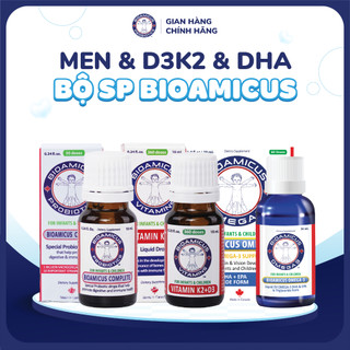  Bộ Ba Men & D3K2 & DHA Cho Bé - BioAmicus Complete 10 Chủng & BioAmicus Vitamin K2 & D3 & BioAmicus Omega-3 DHA 
