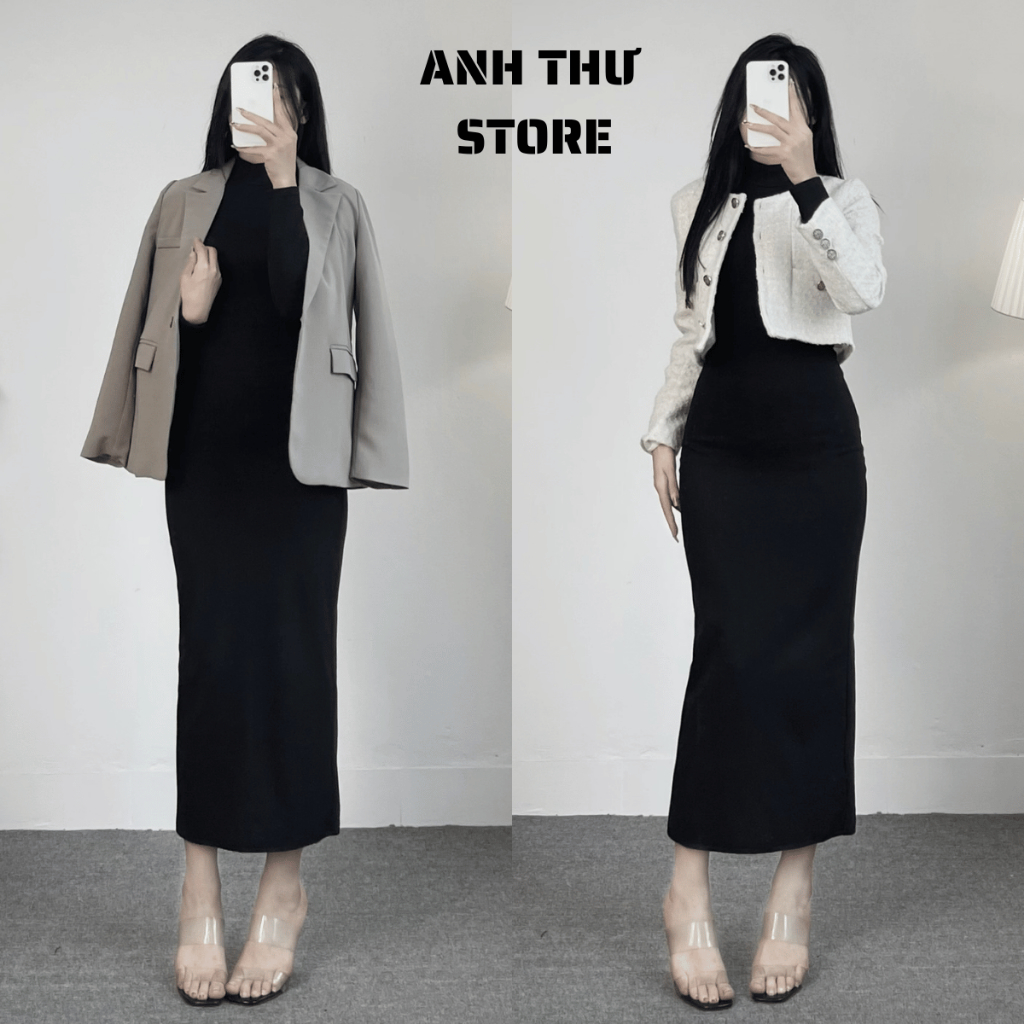 Váy Body Len Lông Thỏ Tay Dài Cổ 3 Phân Dáng Ôm Qua Gối Có Xẻ Sau Bigsize , Đầm Len Body Dáng Dài Basic Hàn Quốc 360 | BigBuy360 - bigbuy360.vn