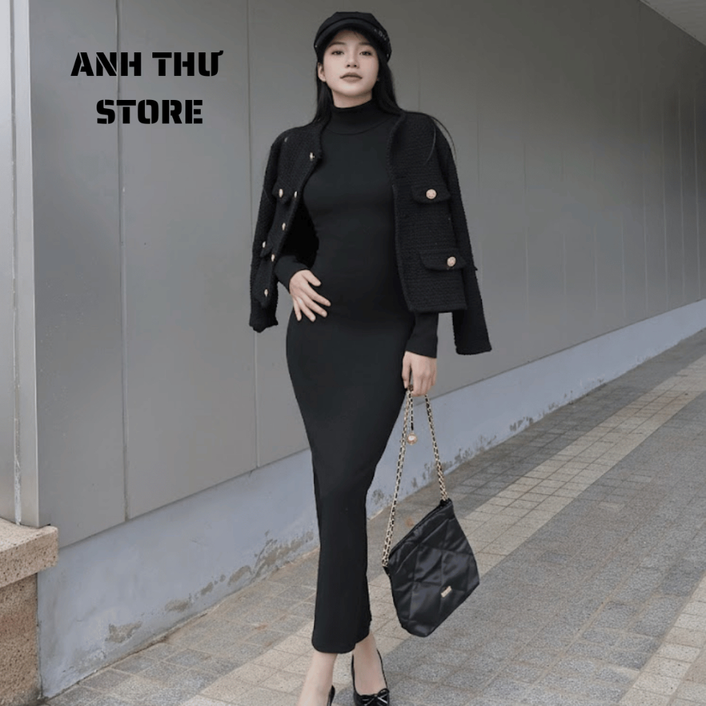 Váy Body Len Lông Thỏ Tay Dài Cổ 3 Phân Dáng Ôm Qua Gối Có Xẻ Sau Bigsize , Đầm Len Body Dáng Dài Basic Hàn Quốc 360 | BigBuy360 - bigbuy360.vn